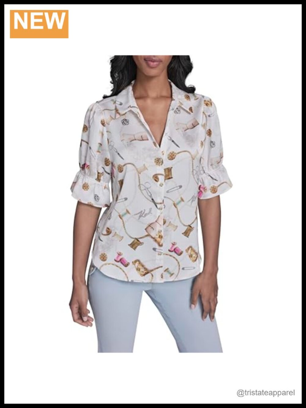 Ruffle Sleeve Button Down Shirt Women's Top Short Sleeve